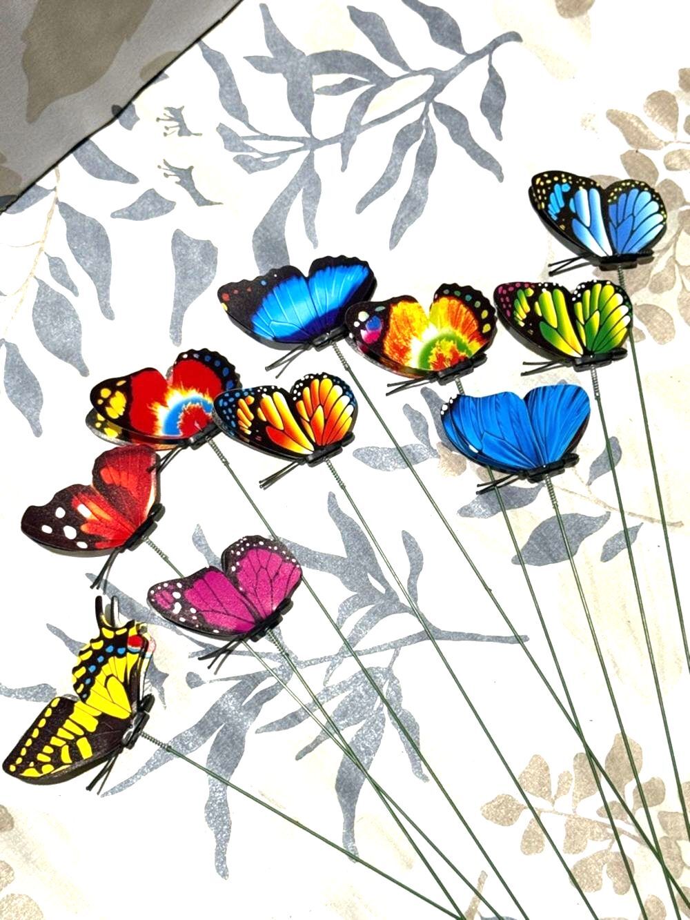 10 Colorful Butterfly Floral Picks - Assorted Bright Colors - Picture 5 of 6